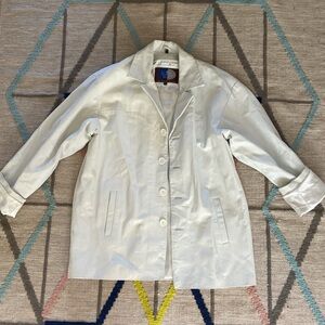 oversized white leather coat